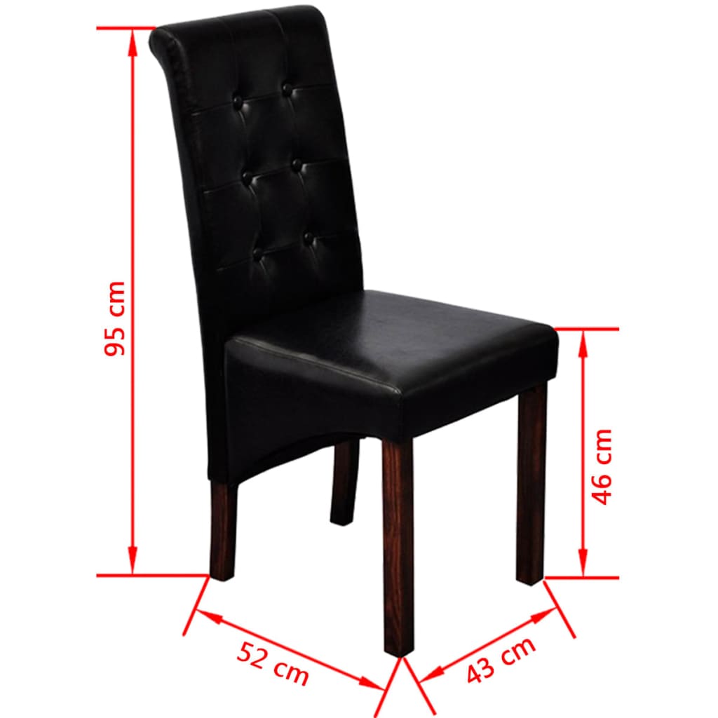 vidaXL Spisestoler 6 stk svart kunstig skinn