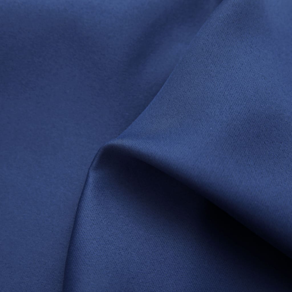 vidaXL Lystette gardiner med metallringer 2 stk blå 140x175 cm