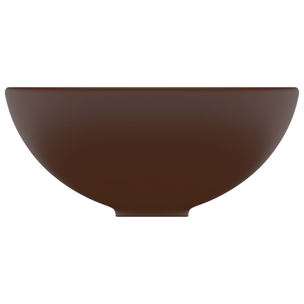 vidaXL Luksuriøs servant rund matt mørkebrun 32,5x14 cm keramisk