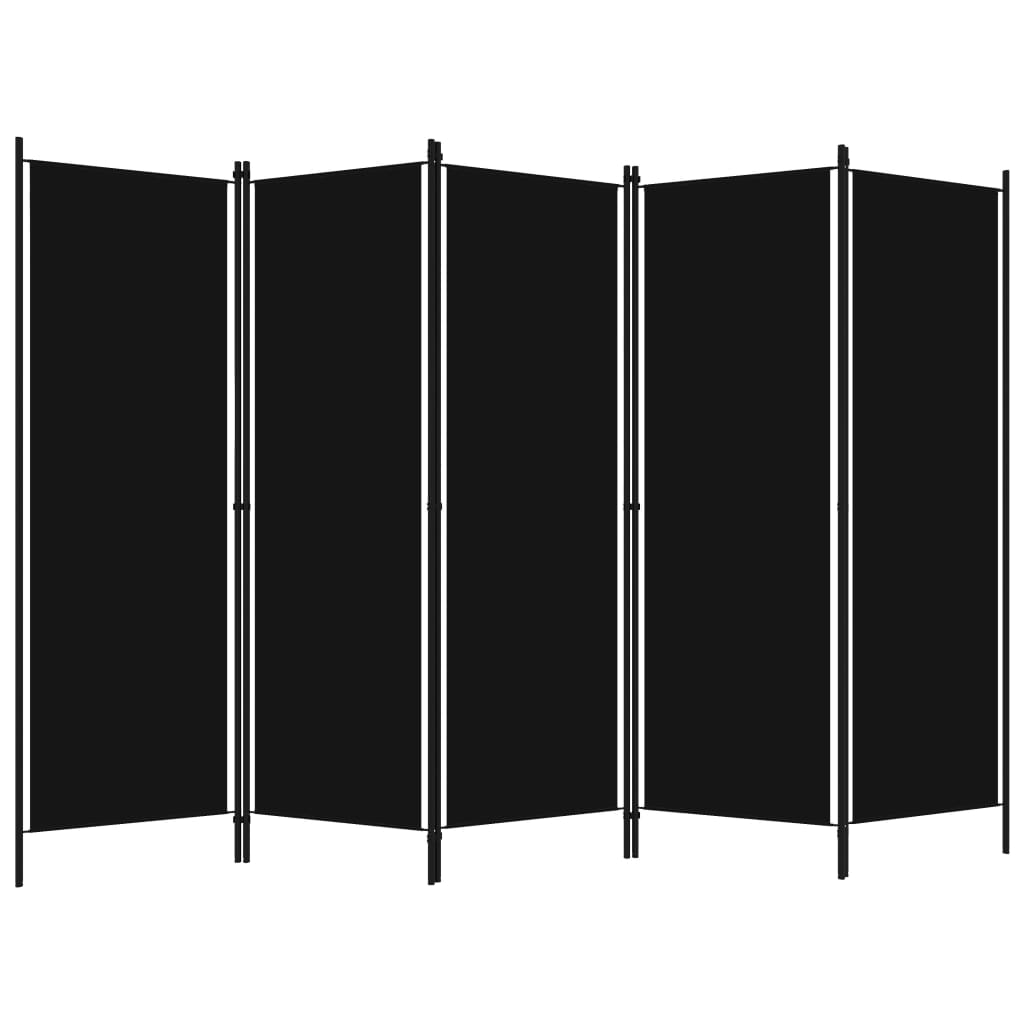 vidaXL Romdeler med 5 paneler svart 250x180 cm