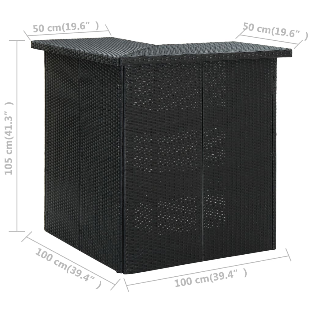 vidaXL Hjørnebarbord svart 100x50x105 cm polyrotting