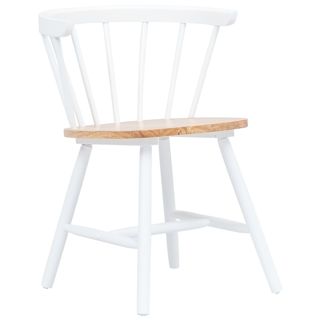 vidaXL Spisestoler 2 stk hvit og lys run heltre gummitre