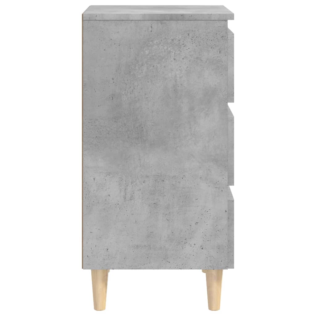 vidaXL Nattbord med ben i heltre betonggrå 40x35x69 cm