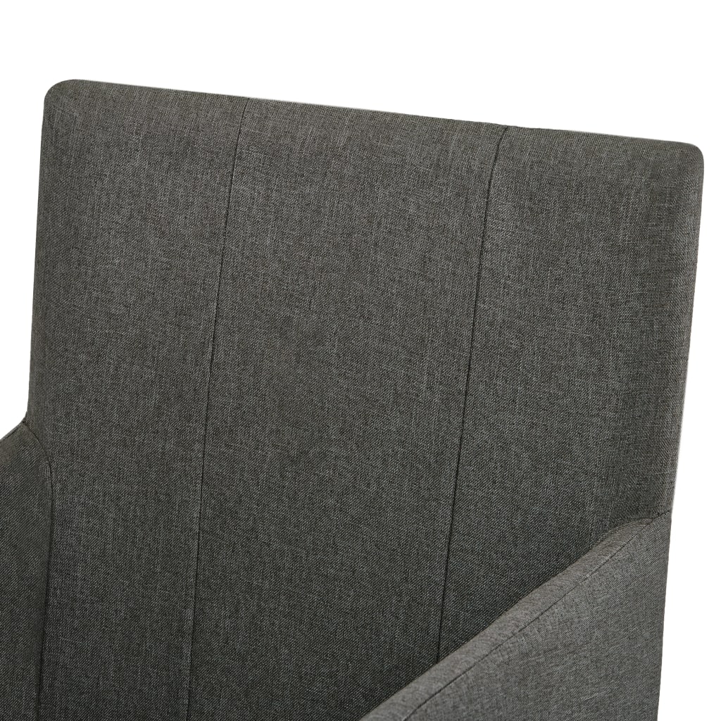 vidaXL Spisestoler med armlener 2 stk gråbrun stoff