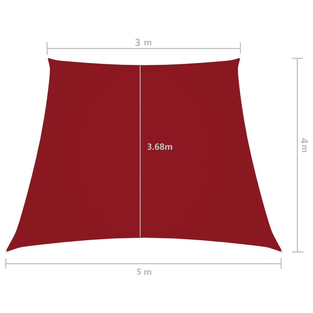 vidaXL Solseil oxfordstoff trapesformet 3/5x4 m rød