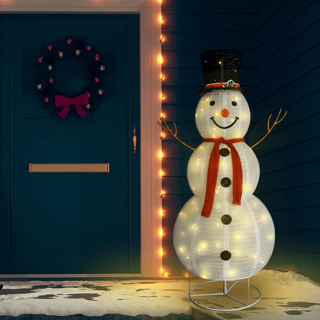 vidaXL Dekorativ snømannfigur med LED luksusstoff 180cm