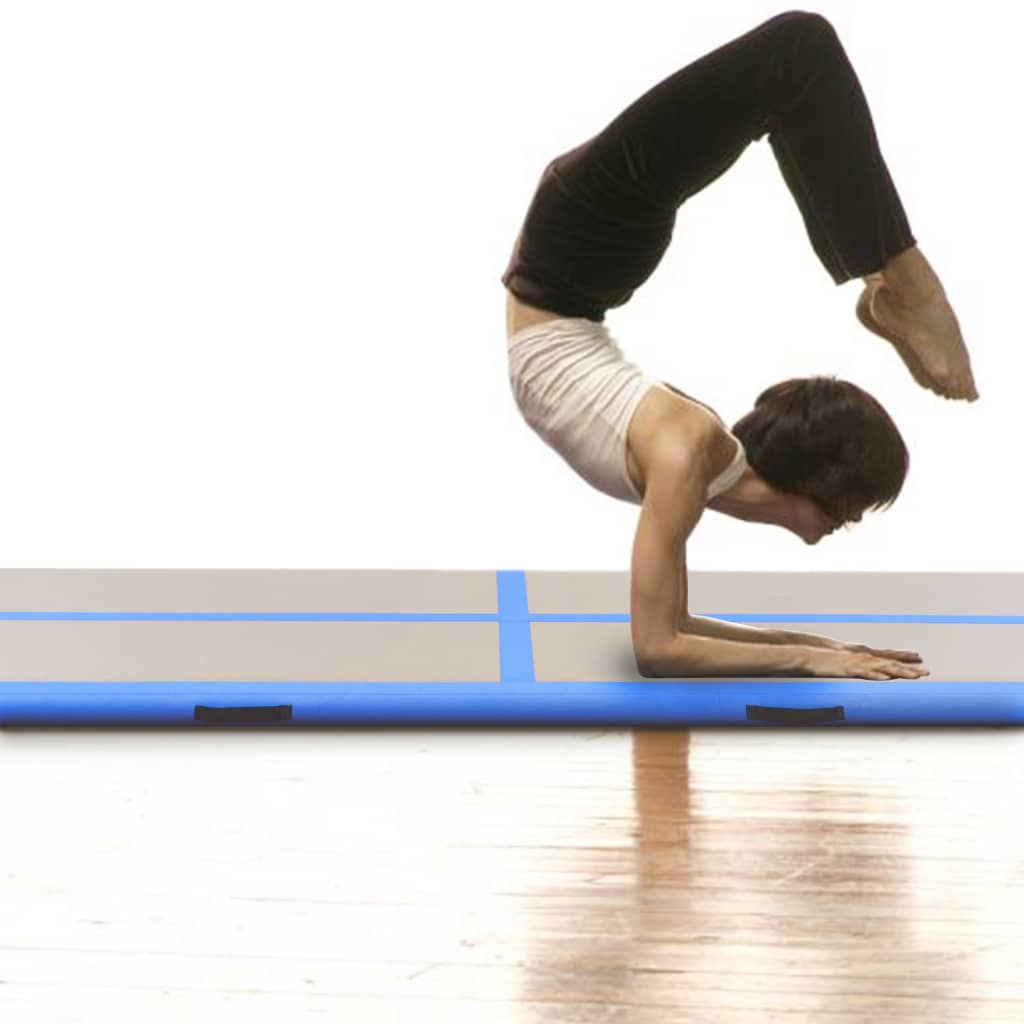 vidaXL Oppblåsbar gymnastikkmatte med pumpe 700x100x10 cm PVC blå