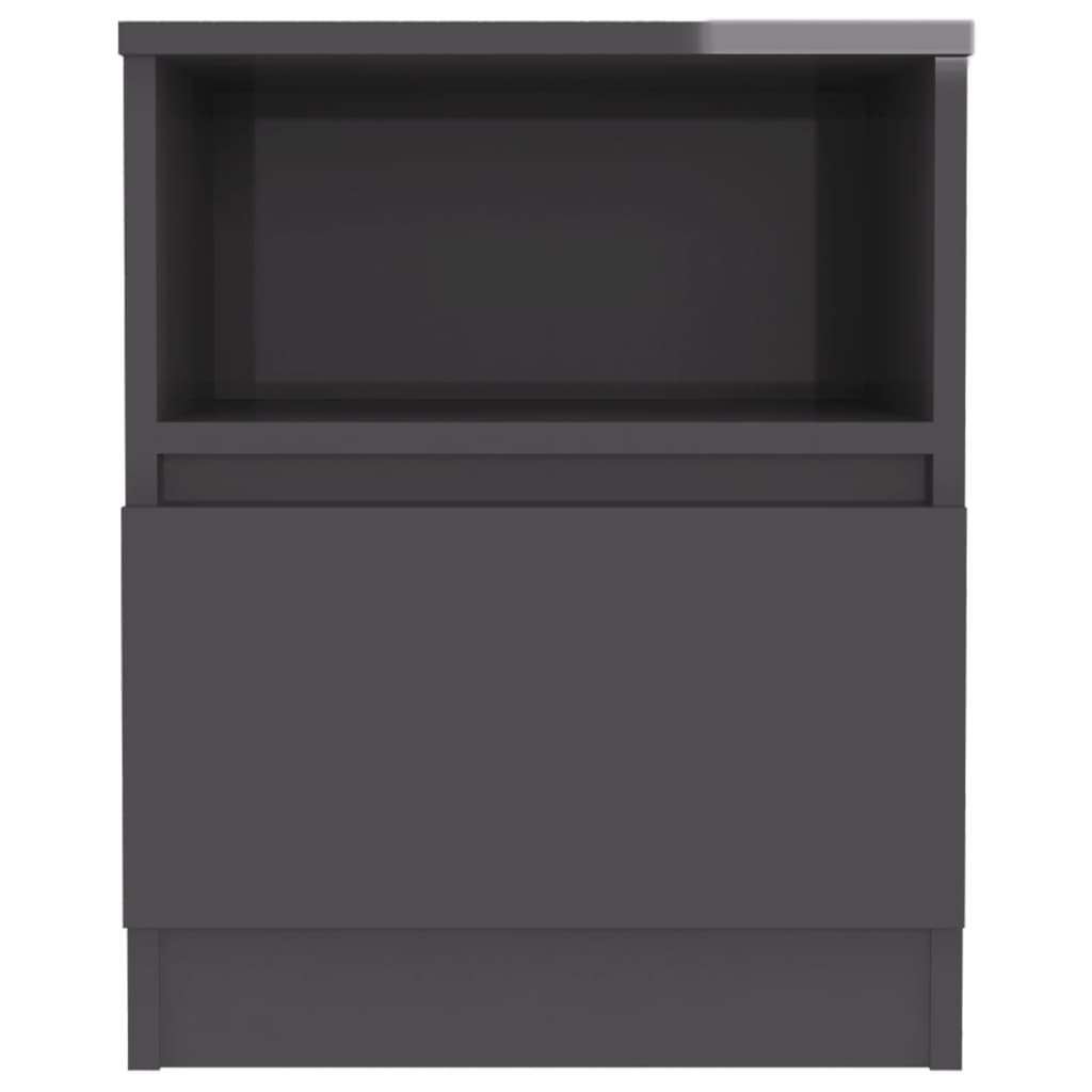 vidaXL Nattbord høyglans grå 40x40x50 cm sponplate