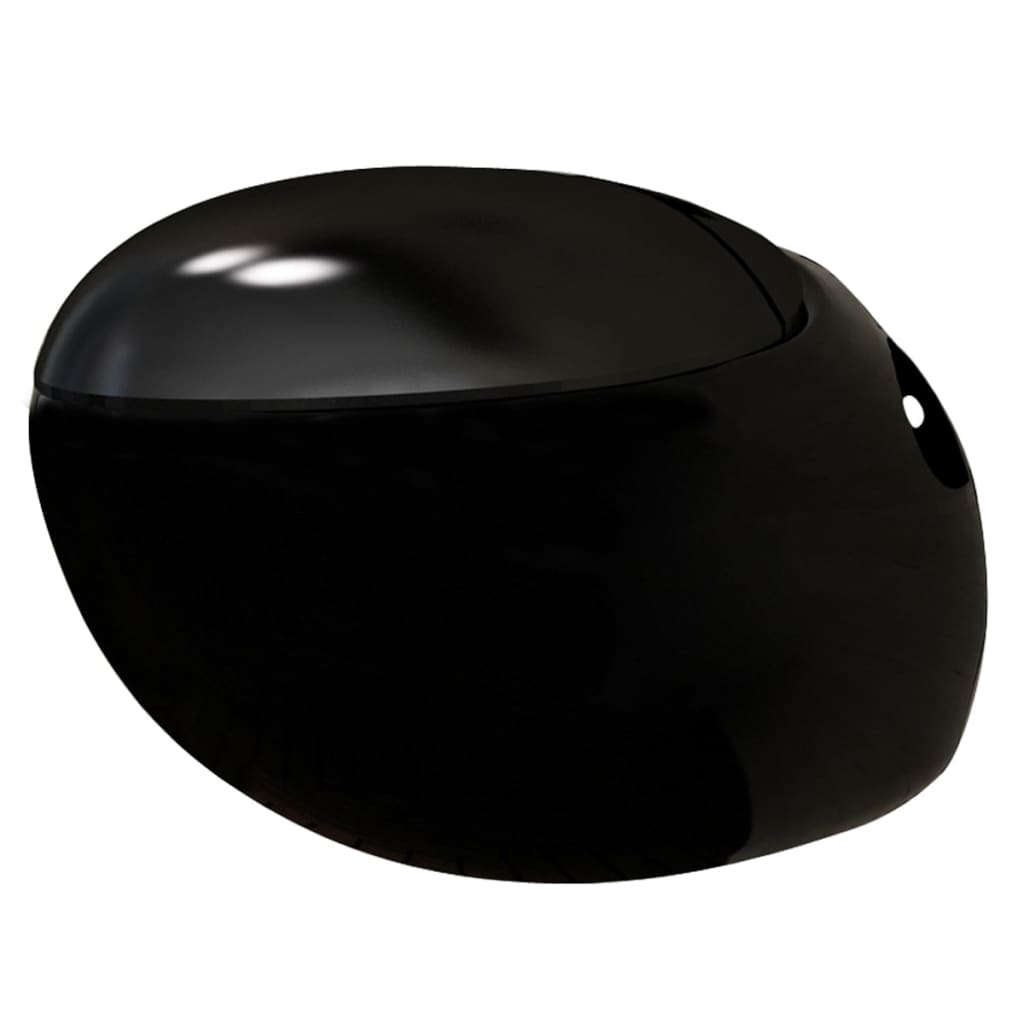 vidaXL Vegghengt toalett med skjult sisterne eggdesign svart