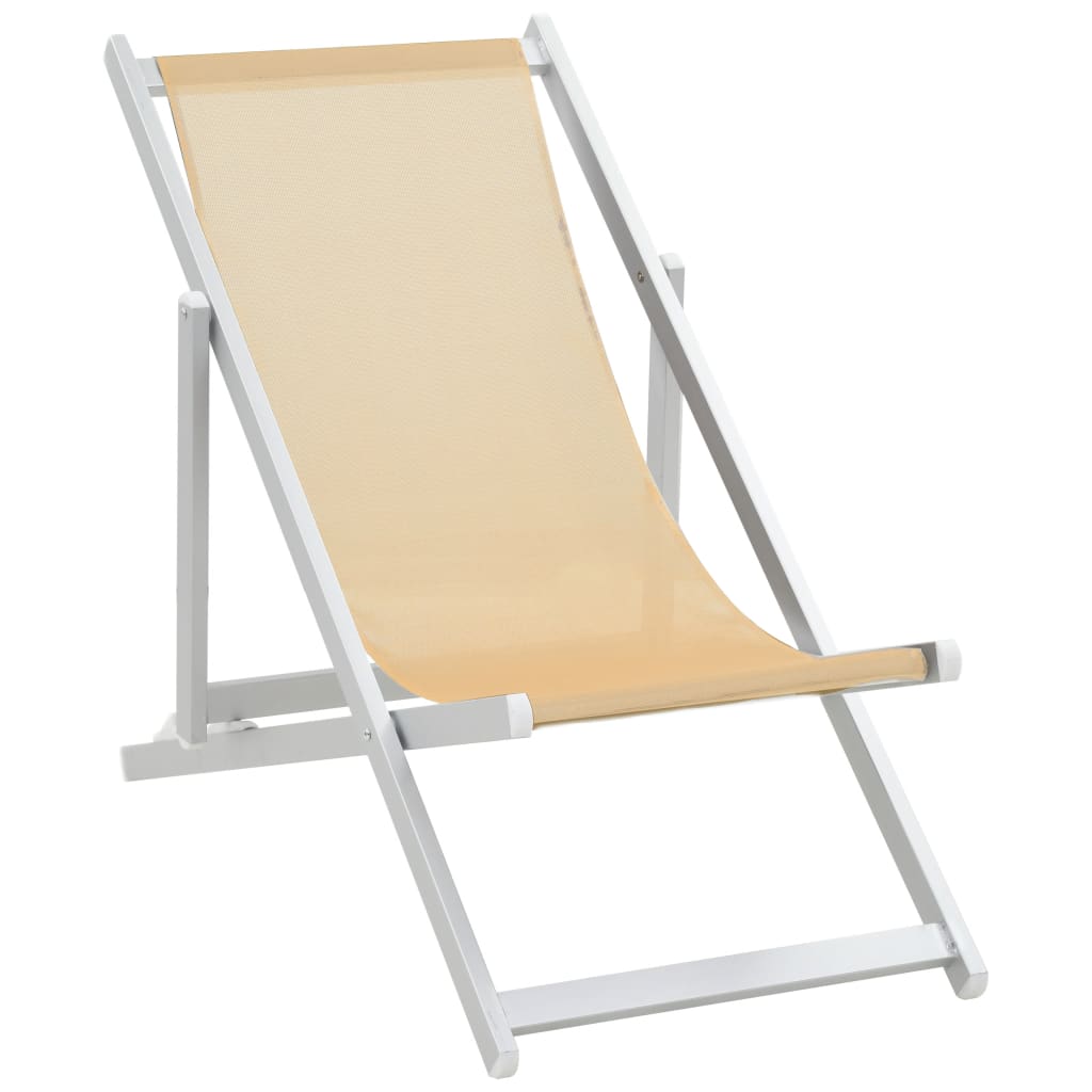 vidaXL Sammenleggbare strandstoler 2 stk aluminium og textilene krem