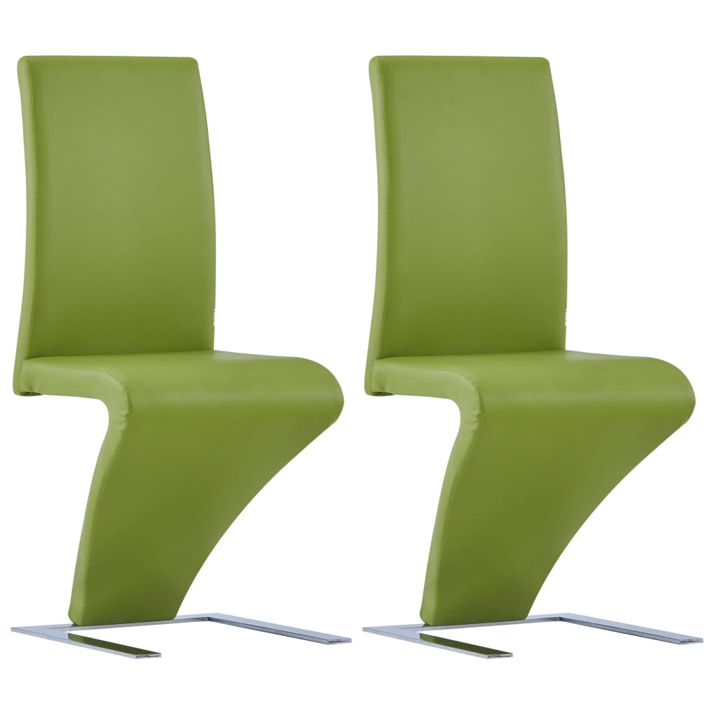 vidaXL Spisestoler med sikksakkform 2 stk grønn kunstig skinn