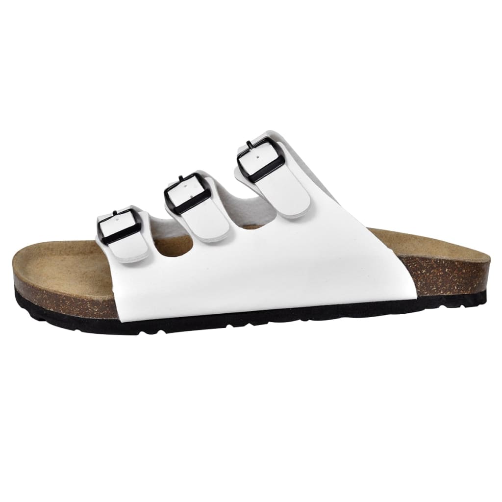 vidaXL Biokork sandaler for kvinner med 3 stropper hvit størrelse 41