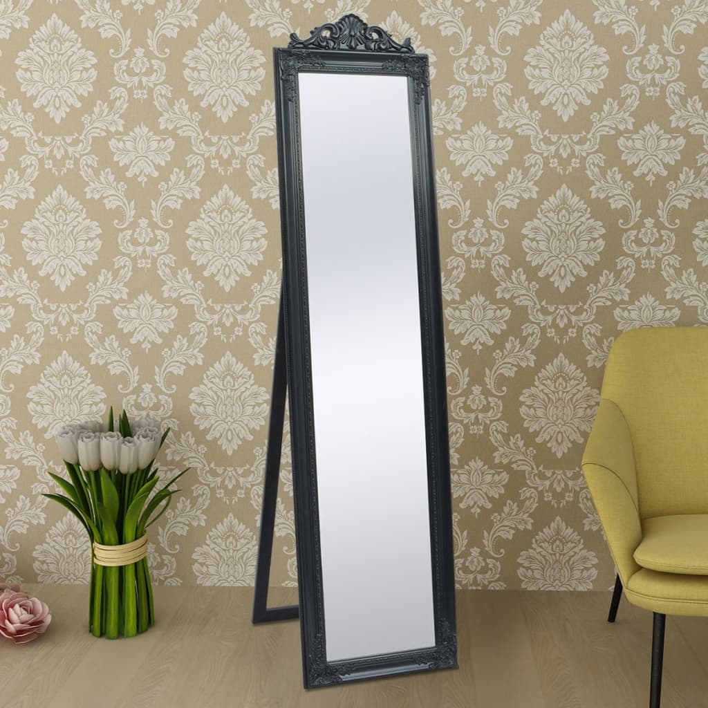 vidaXL Frittstående speil barokkstil 160x40 cm svart