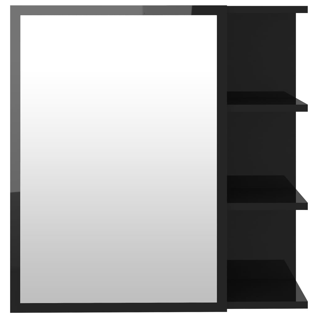 vidaXL Speilskap til baderom høyglans svart 62,5x20,5x64 cm sponplate
