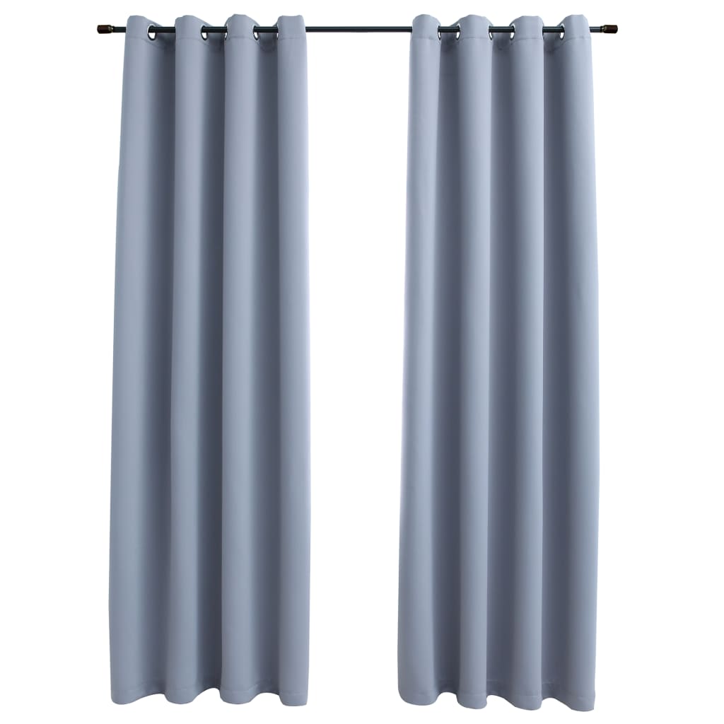 vidaXL Lystette gardiner med metallringer 2 stk grå 140x245 cm