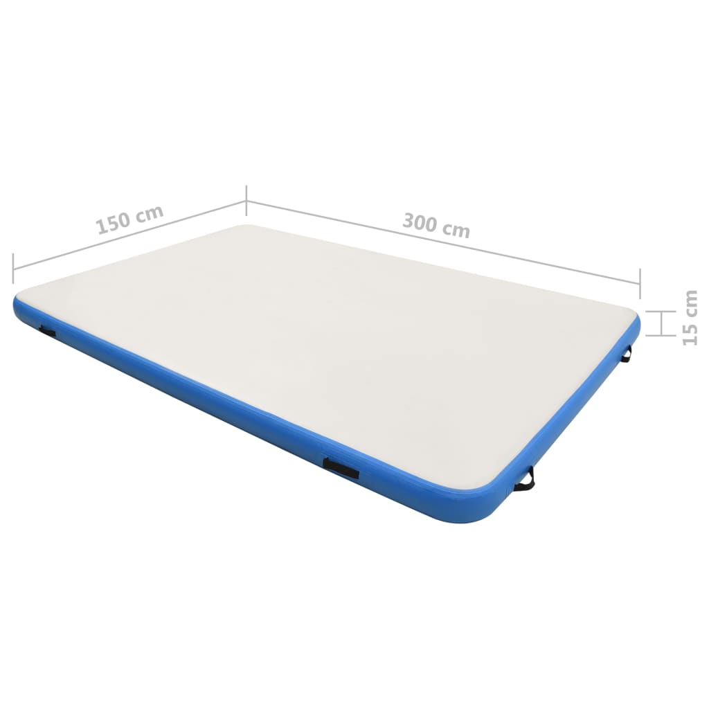 vidaXL Oppblåsbar badeplattform blå og hvit 300x150x15 cm