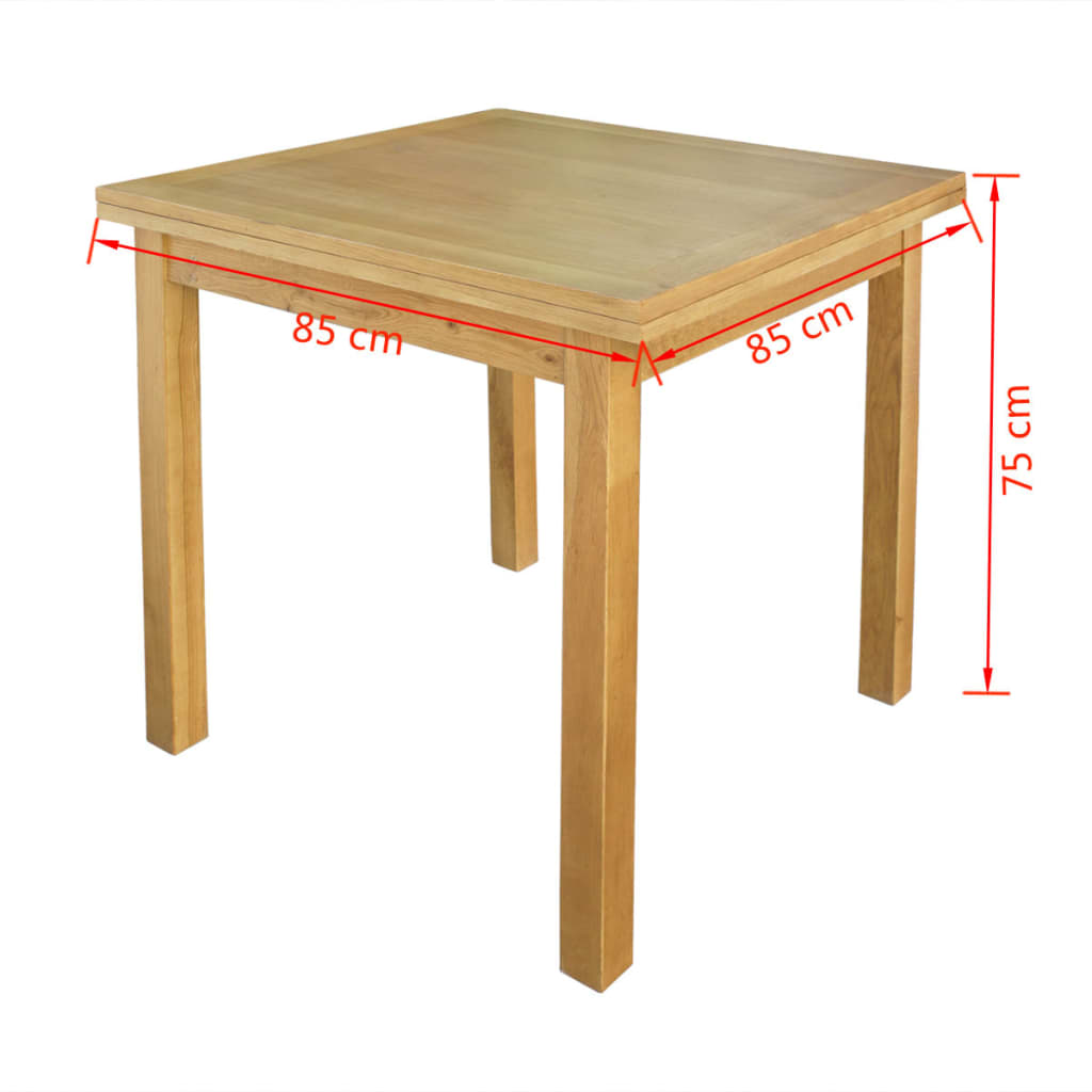 vidaXL Uttrekkbart bord 85x85x75 cm heltre eik