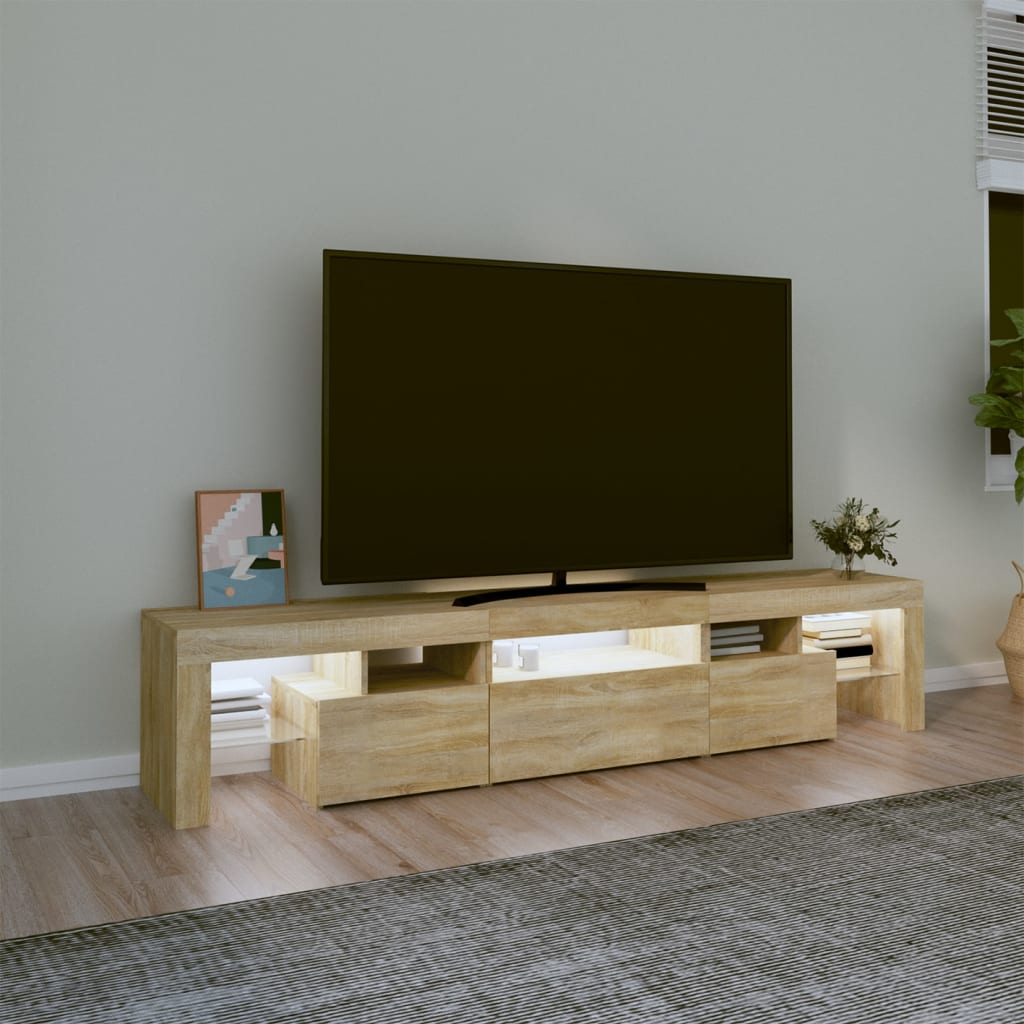 vidaXL TV-benk med LED-lys sonoma eik200 x 36,5 x 40 cm