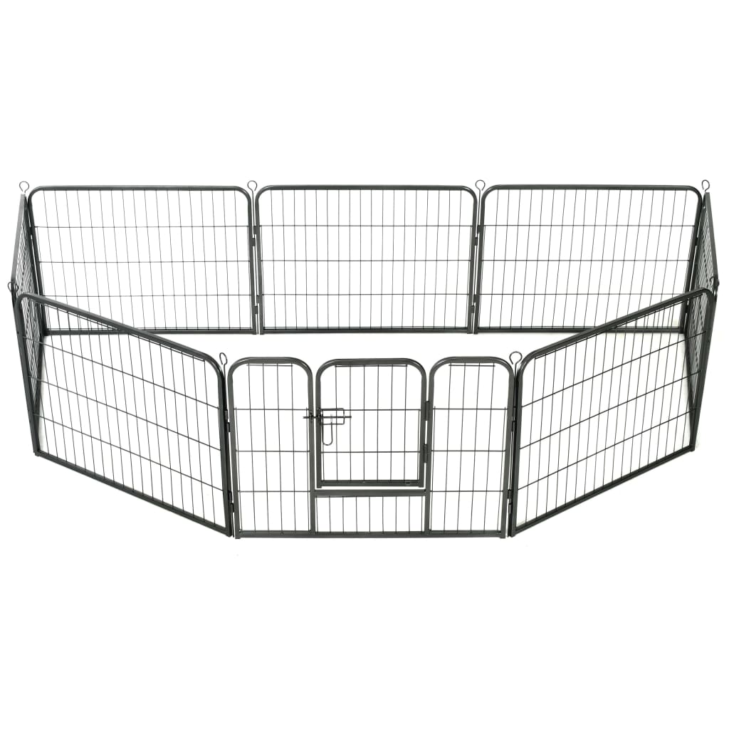 vidaXL Hundegrind 8 paneler stål 60x80 cm svart