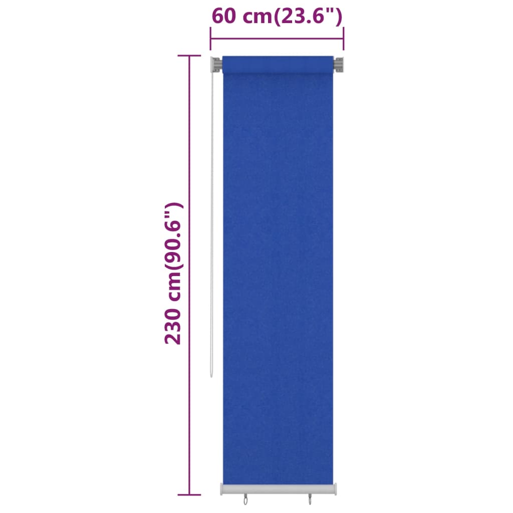 vidaXL Utendørs rullegardin 60x230 cm blå HDPE