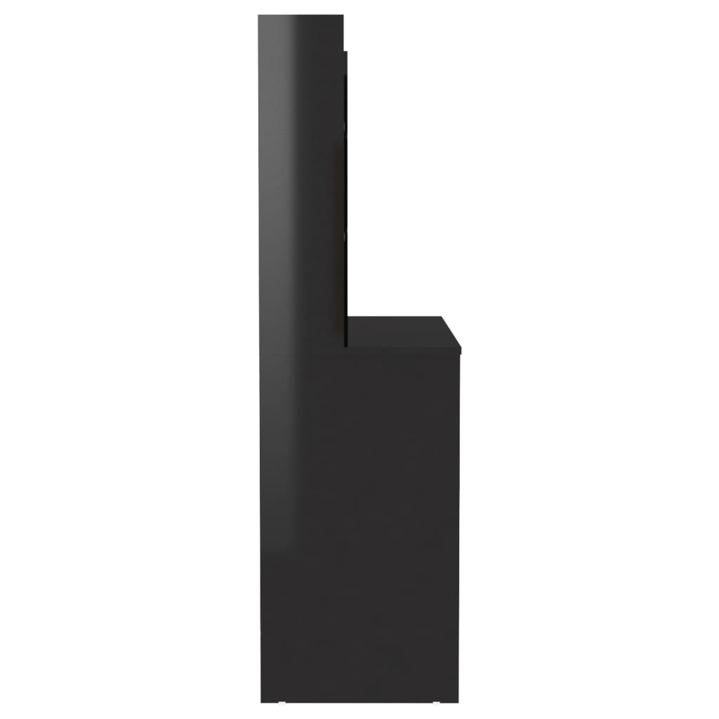 vidaXL Sminkebord med LED-lys 100x40x135 cm MDF blank svart