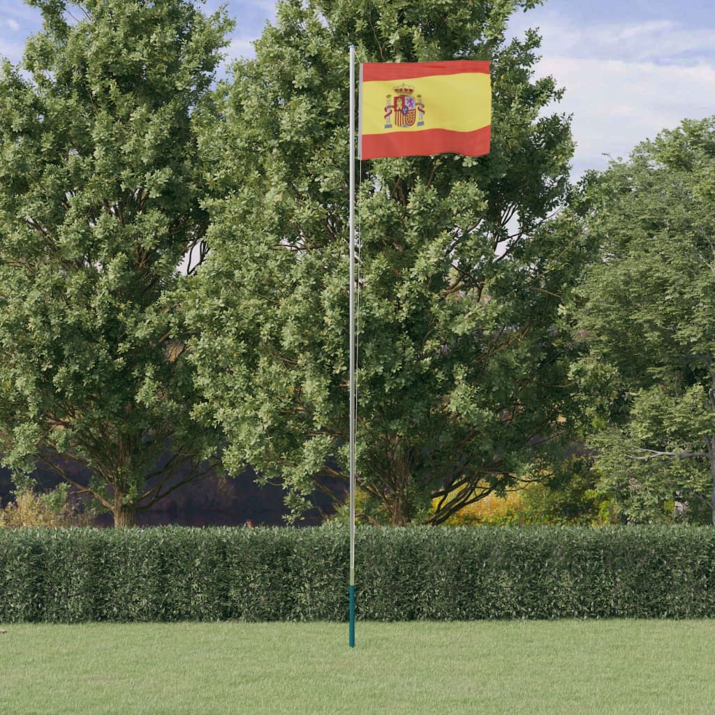vidaXL Spansk flagg og stang 6,23 m aluminium