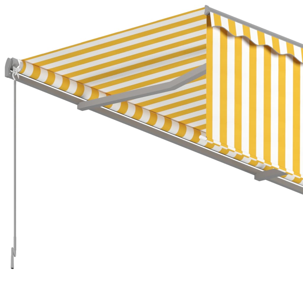 vidaXL Automatisk uttrekkbar markise med rullegardin 6x3 m gul og hvit