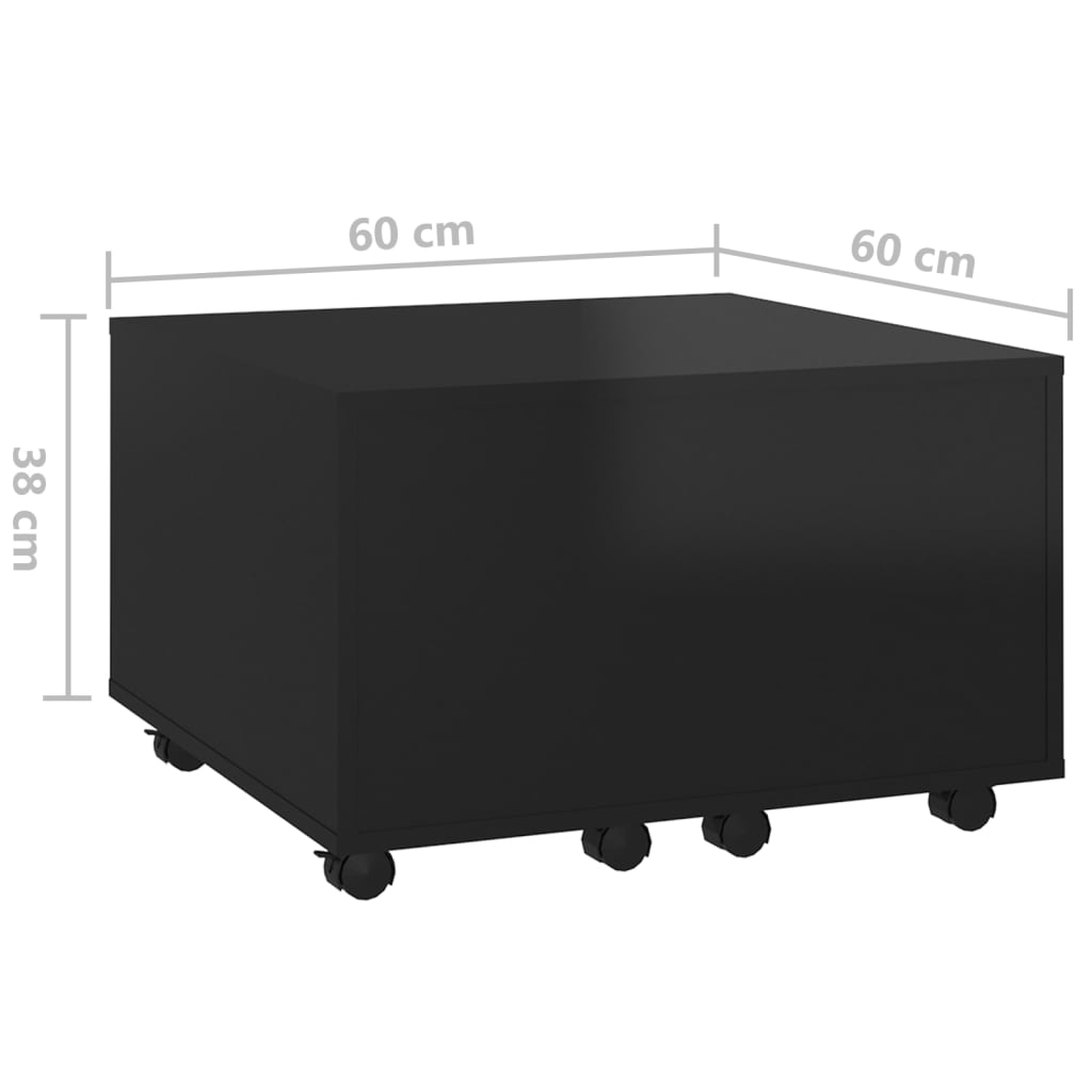 vidaXL Salongbord høyglans svart 60x60x38 cm sponplate