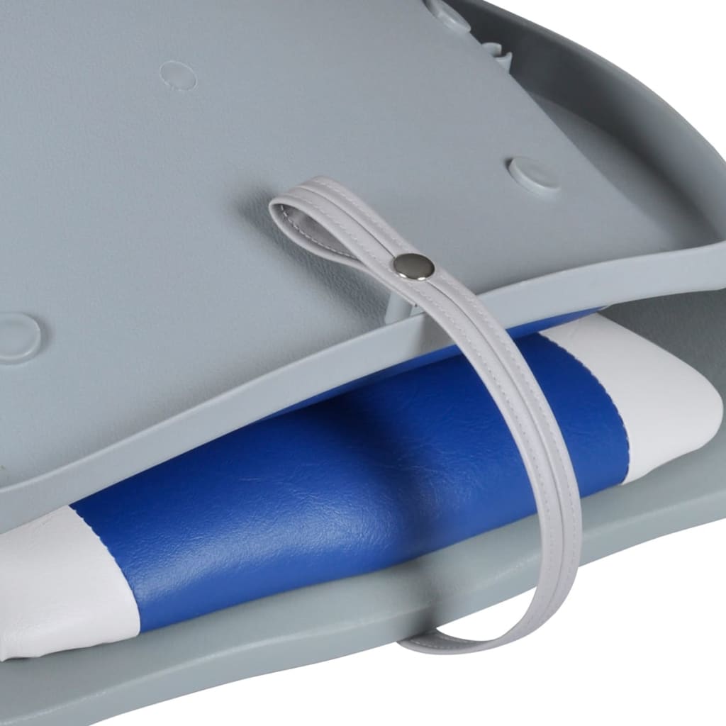 vidaXL Båtseter 2 stk sammenleggbar rygg med blå-hvit pute 41x51x48 cm