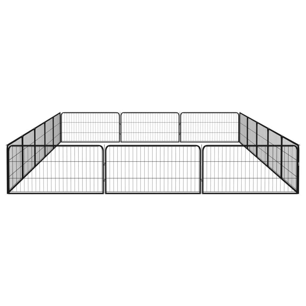 vidaXL Hundegrind med 16 paneler svart 100x50 cm pulverlakkert stål