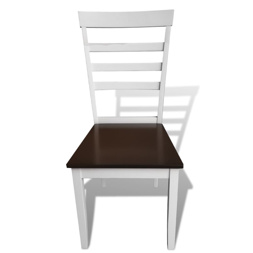 vidaXL Spisestoler 4 stk hvit og brun heltre og MDF