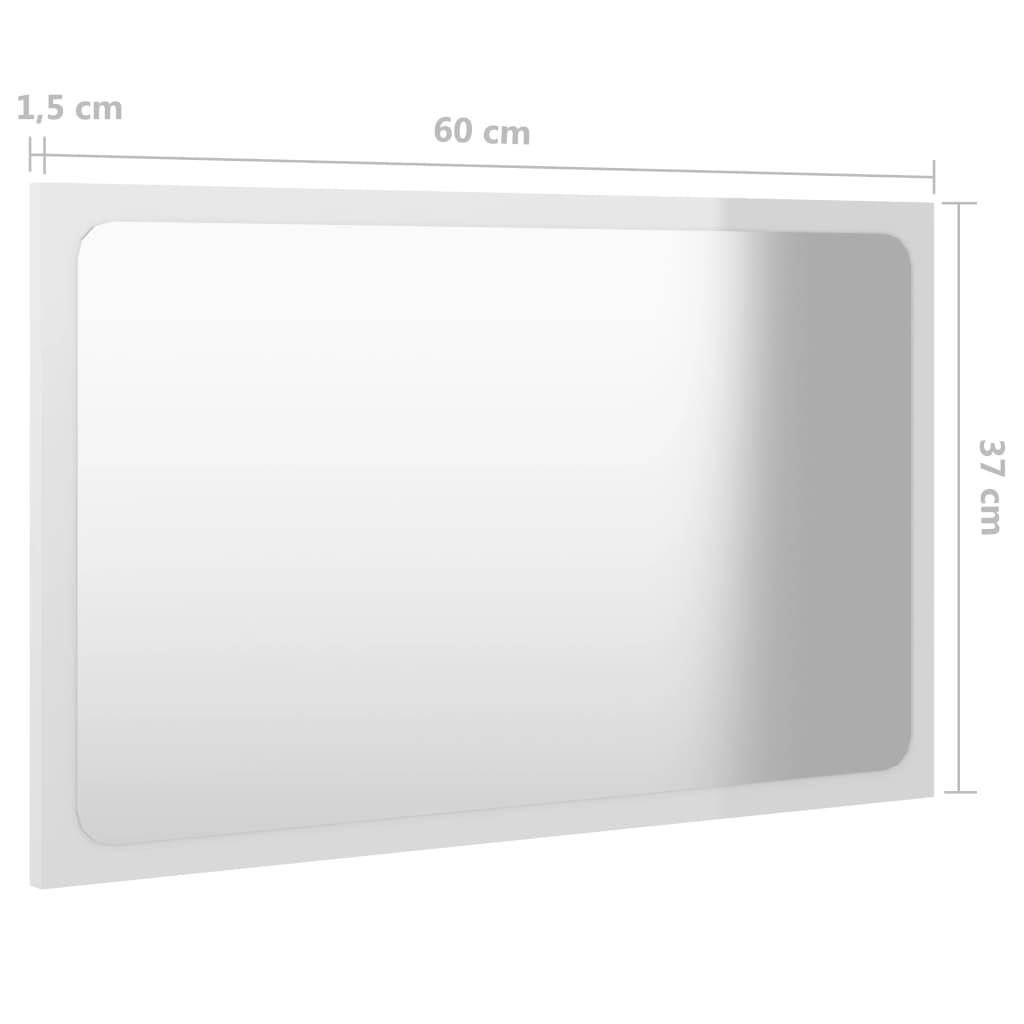 vidaXL Baderomsspeil høyglans hvit 60x1,5x37 cm sponplate