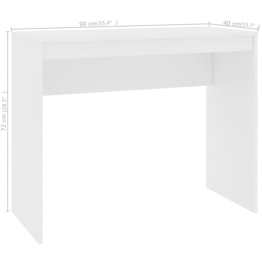 vidaXL Skrivebord hvit 90x40x72 cm konstruert tre