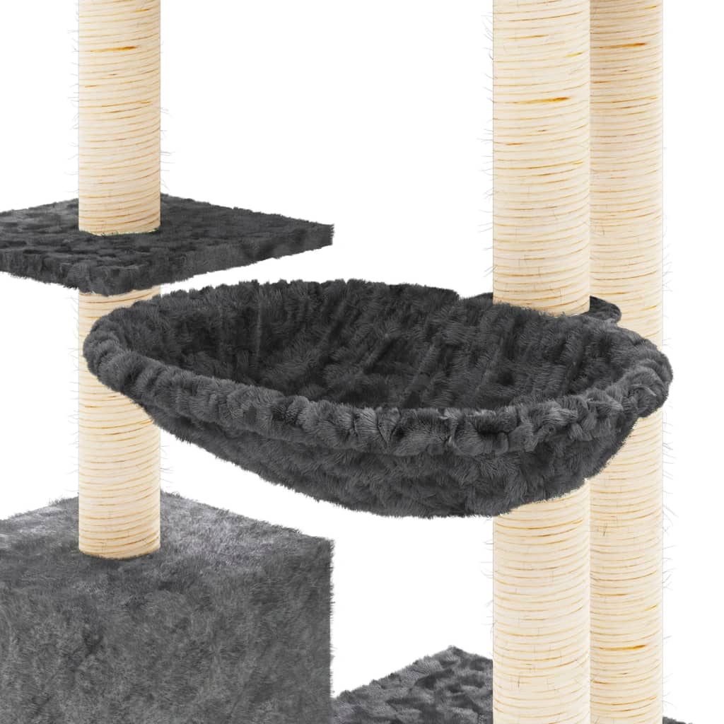 vidaXL Kattetre med klorestolper i sisal mørkegrå 142 cm