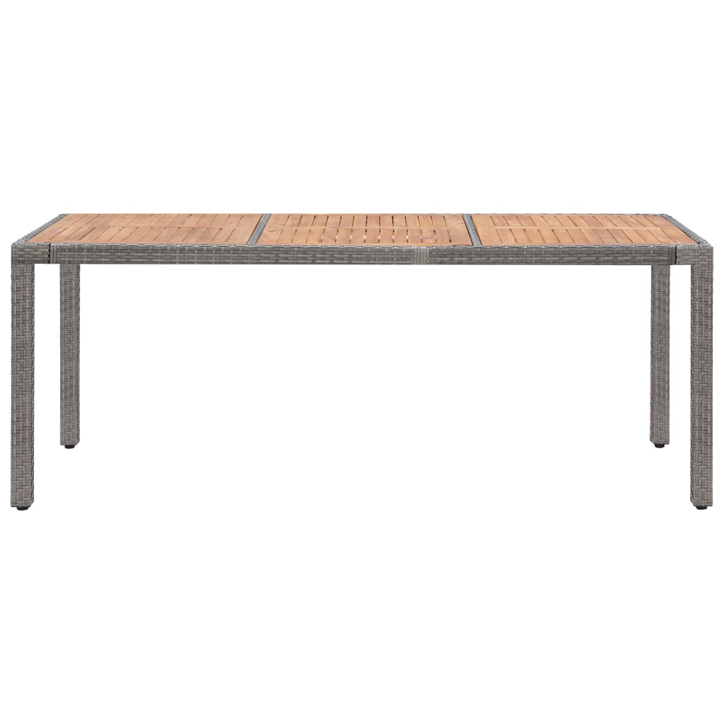 vidaXL Hagebord grå 190x90x75 cm polyrotting og heltre akasie