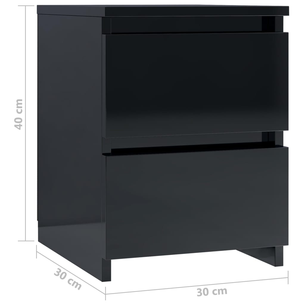 vidaXL Nattbord høyglans svart 30x30x40 cm sponplate
