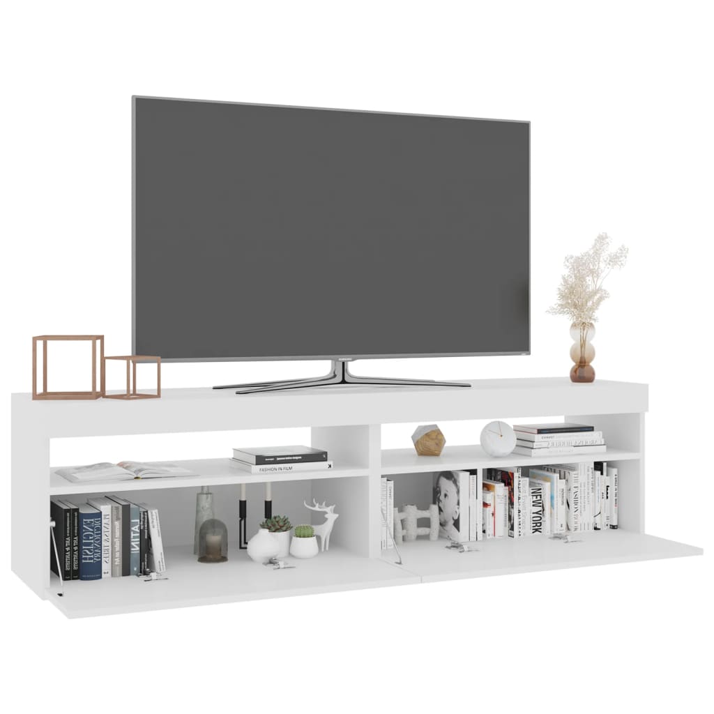 vidaXL TV-benker 2 stk med LED-lys hvit 75x35x40 cm
