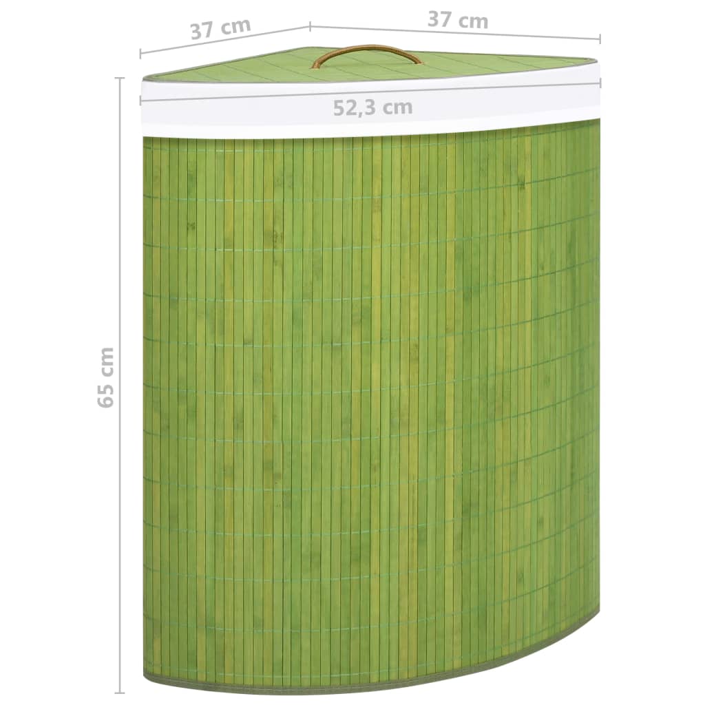 vidaXL Skittentøyskurv til hjørne bambus grønn 60 L