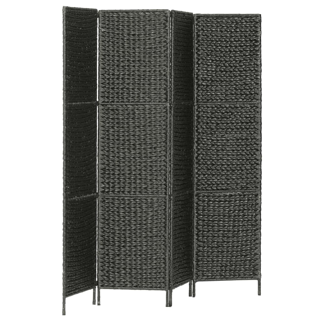 vidaXL Romdeler med 4 paneler 154x160 cm vannhyacinth svart