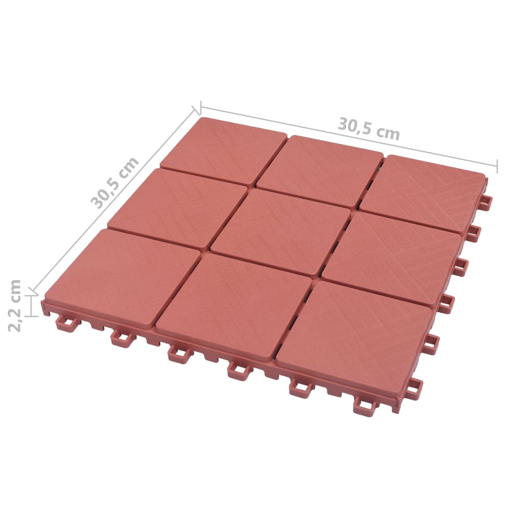 vidaXL Terrassebord 10 stk rød 30,5x30,5 cm plast