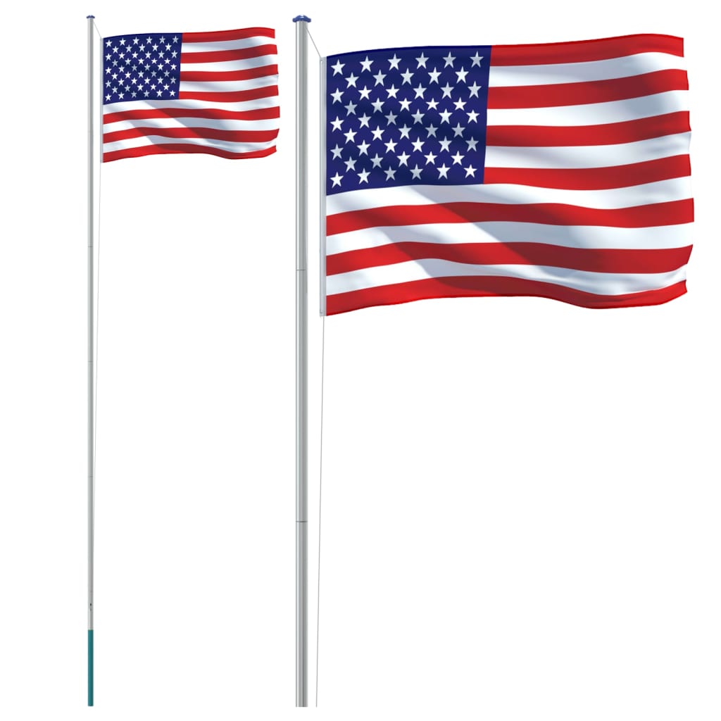 vidaXL Amerikansk flagg og stang 6,23 m aluminium