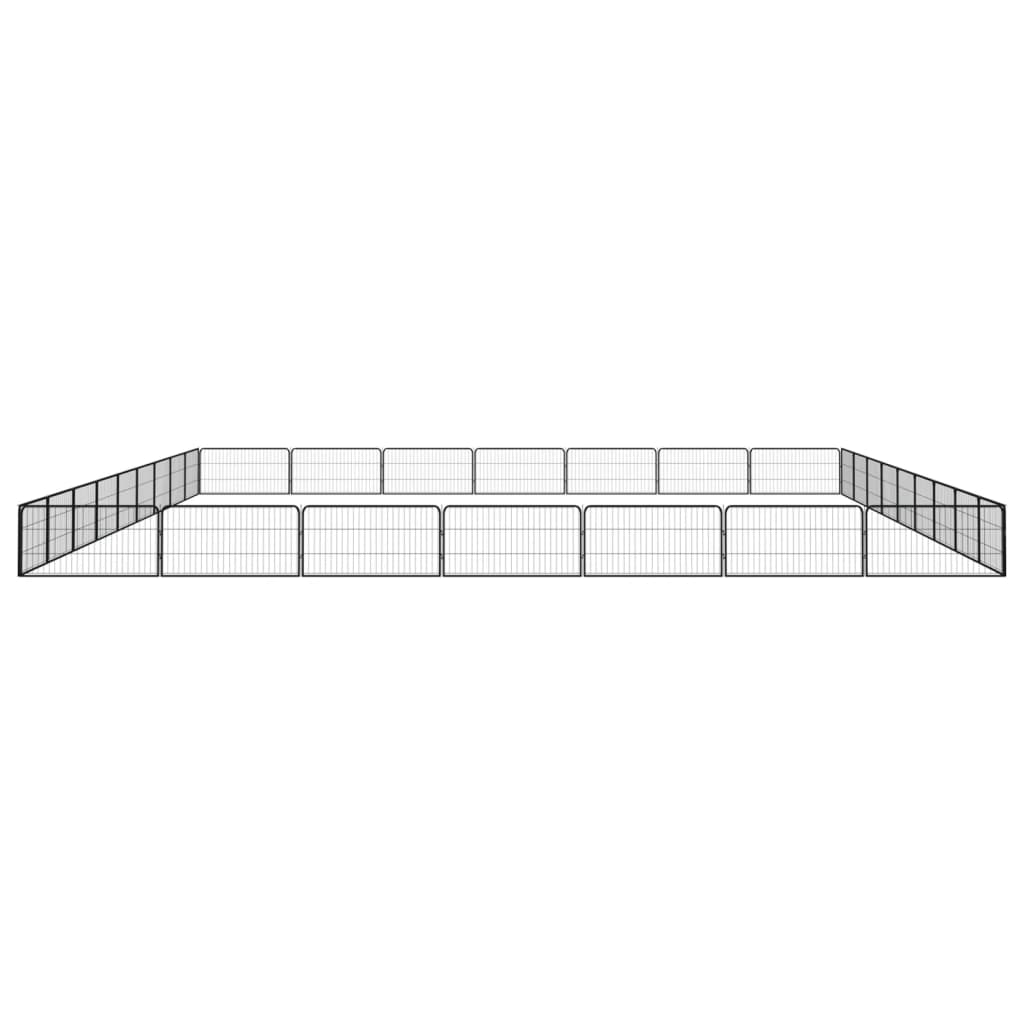 vidaXL Hundegrind med 32 paneler svart 100x50 cm pulverlakkert stål