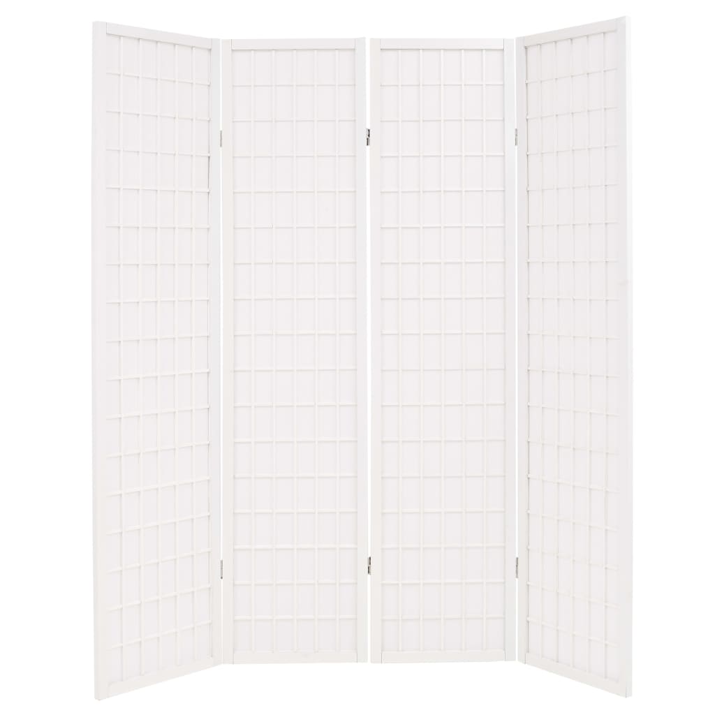 vidaXL Sammenleggbar romdeler 4 paneler japansk stil 160x170 cm hvit