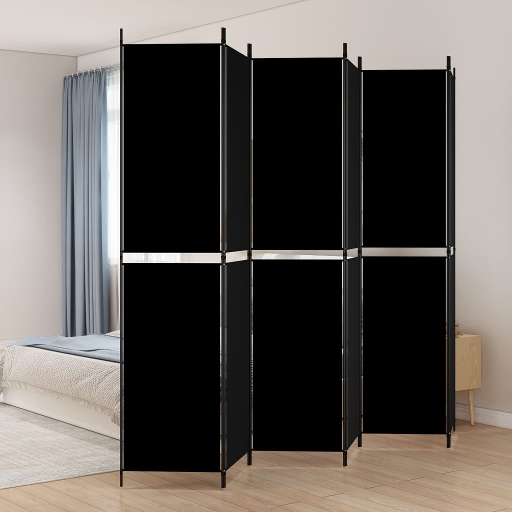 vidaXL Romdeler 6 paneler svart 300x220 cm stoff