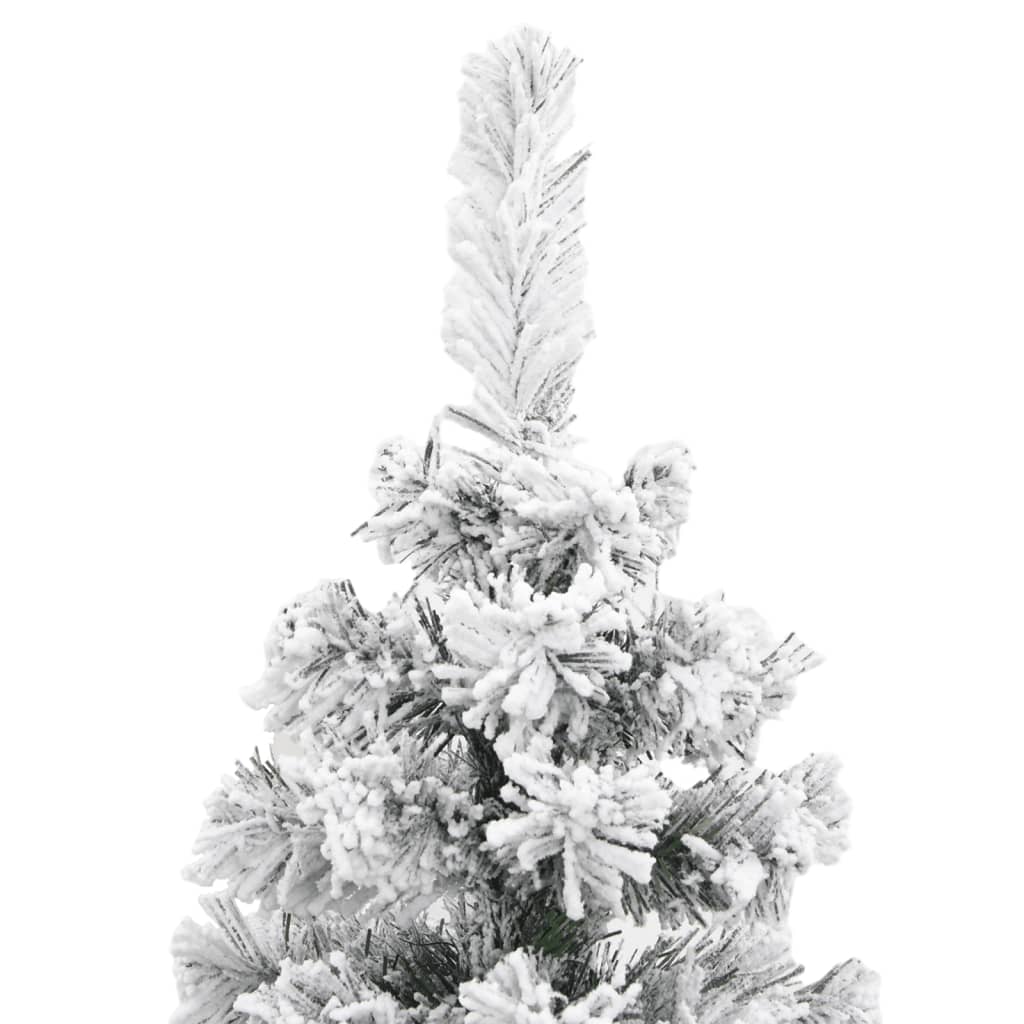 vidaXL Slankt kunstig juletre med flokket snø grønn 120 cm PVC