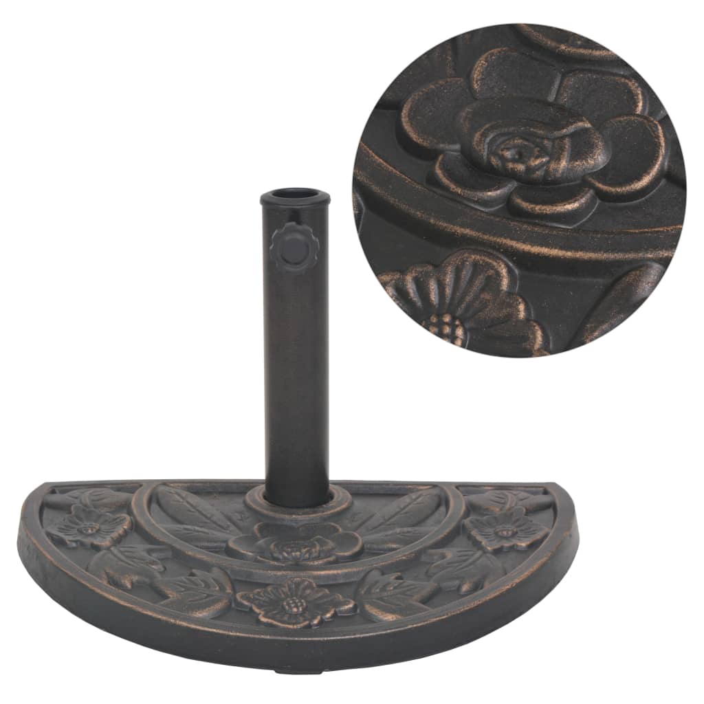 vidaXL Parasollfot harpiks halvsirkel bronse 9 kg