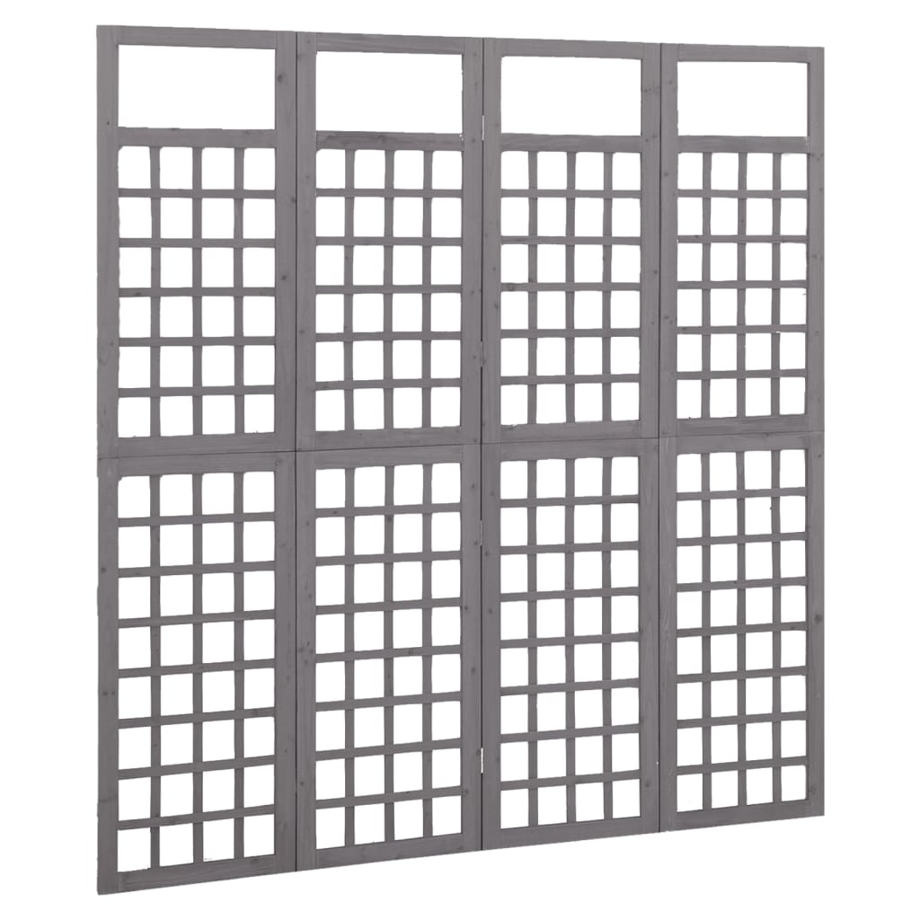 vidaXL Romdeler/espalier 4 paneler heltre gran grå 161x180 cm