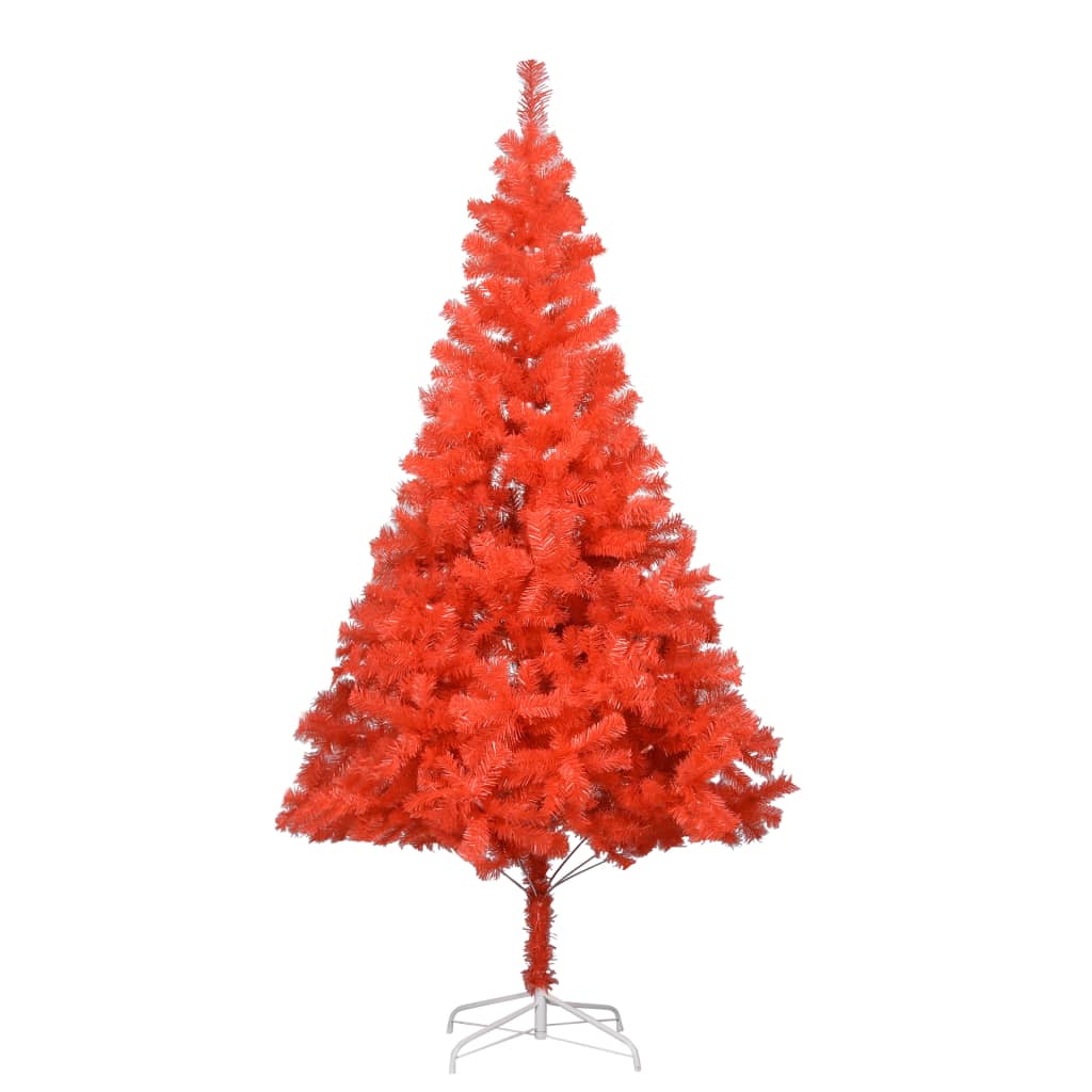 vidaXL Forhåndsbelyst kunstig juletre med stativ rød 180 cm PVC