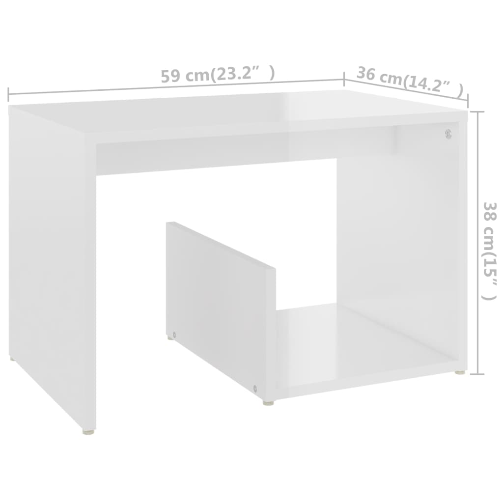 vidaXL Sidebord høyglans hvit 59x36x38 cm sponplate