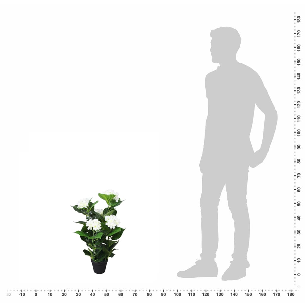 vidaXL Kunstig hortensia med potte 60 cm hvit